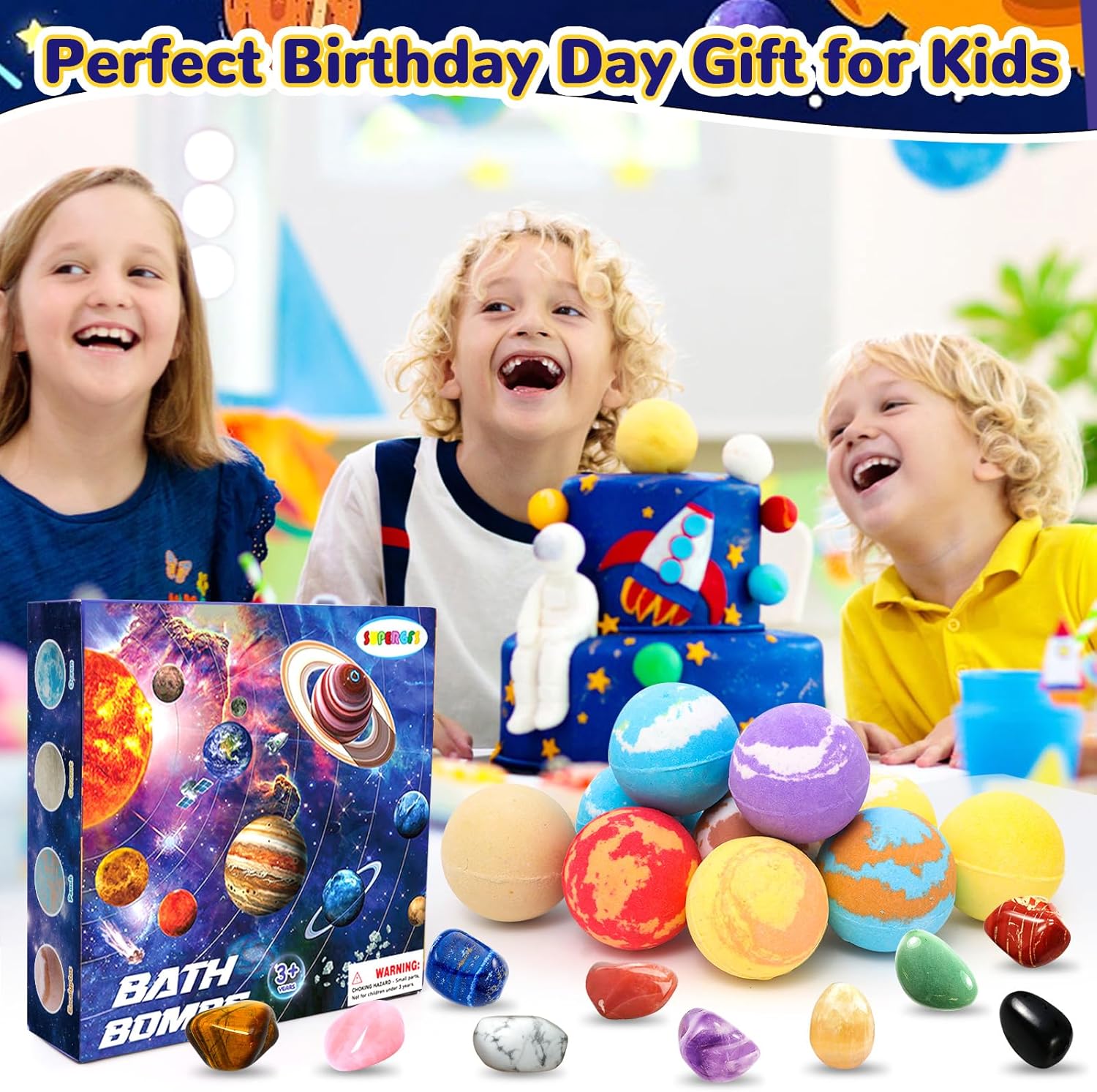 10 Pack Galaxy Bath Bombs for Kids with Surprise Toys Inside Organic Bubble Bath Bombs with Solar System Gemstones Easter Christmas Birthday Gift for Kids Boys Girls - Image 6