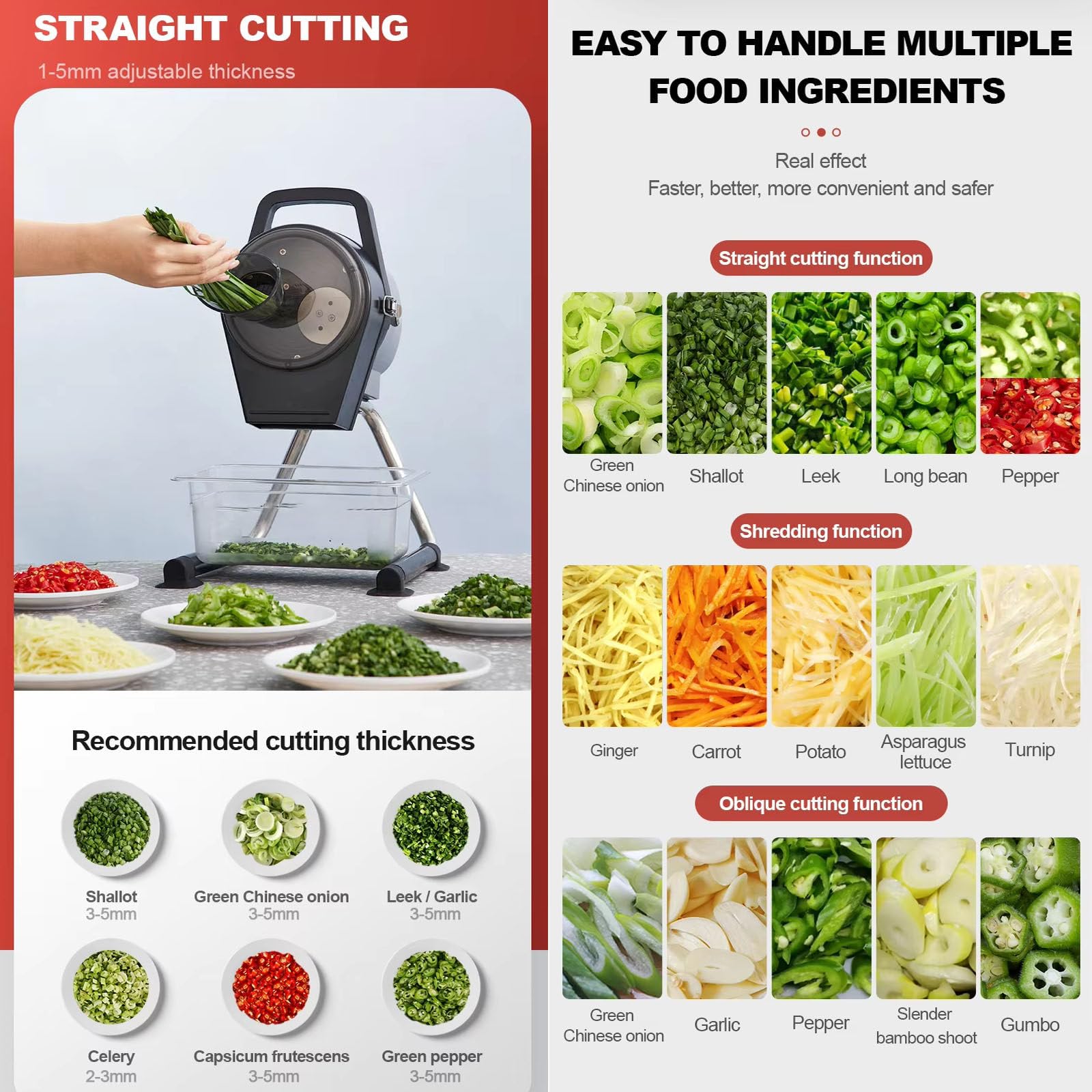 Upgrade Slicer Vegetable Fruit Chopper-Julienne Dicer Per Cucina, Affettatrice Per Patate, Grattugia Per Cavolo Regolabile, Affettatrice Per Cetrioli Sottile, Con 3 Coltelli Per Grattugiare,110V