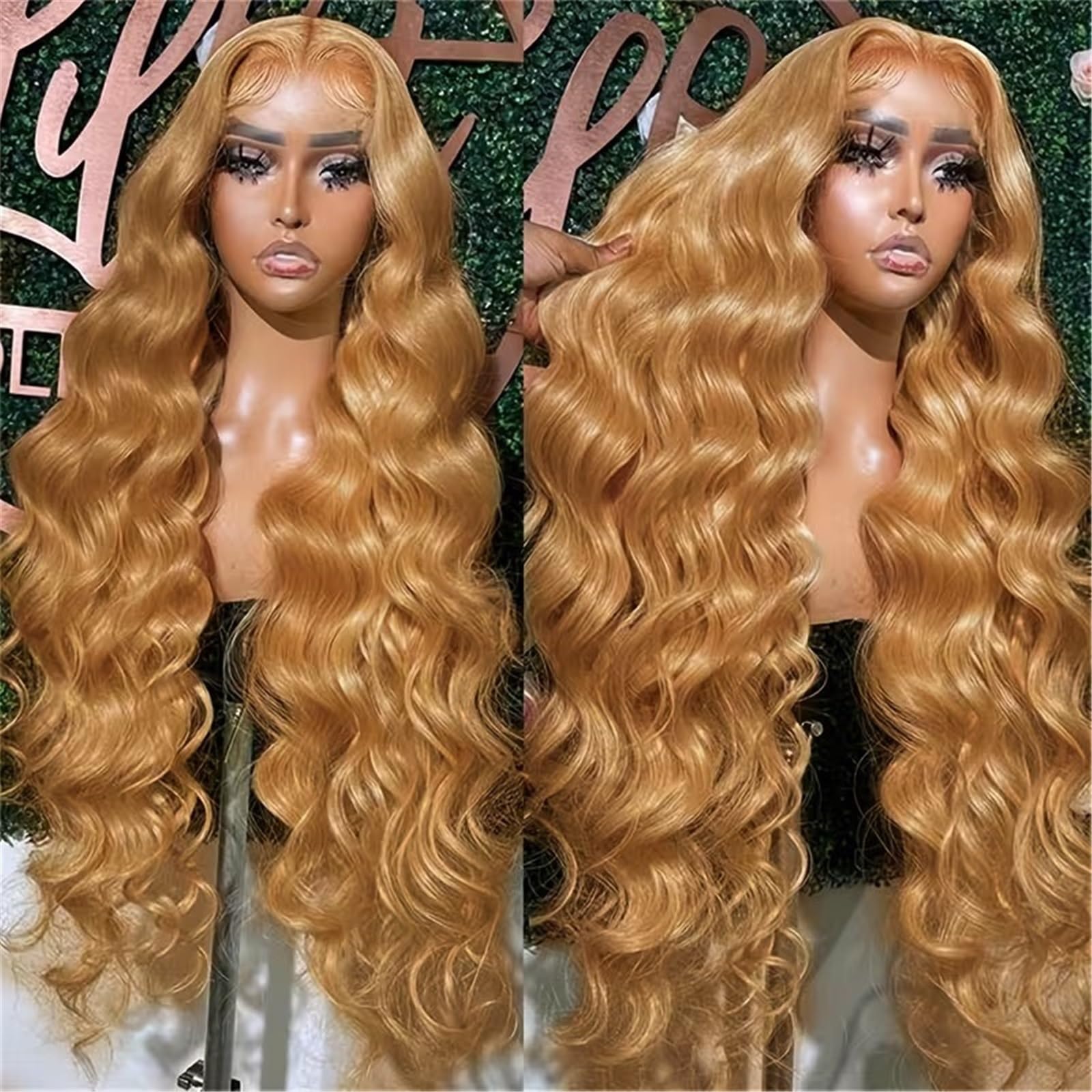 Parrucca Parrucca for capelli umani biondo miele a onda del corpo 13x6 parrucche frontali in pizzo trasparente(24inches)