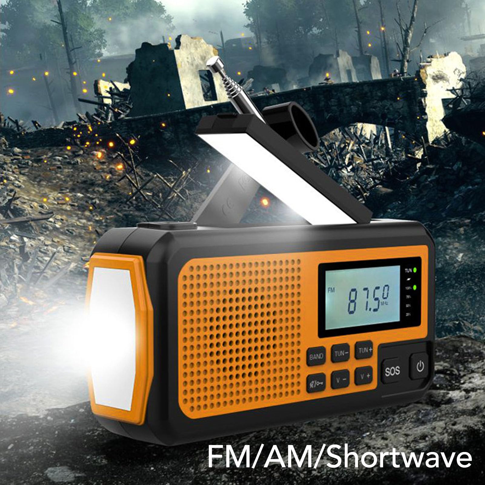 Bewinner Radio Awaryjne z korbą ręczną, ładowanie Słoneczne USB, AM FMSW Noaa Weather Radio, SOS Alarm, Latarnia 400LM na Kemping na świeżym Powietrzu, Przetrwanie, Przerwy w Dostawie