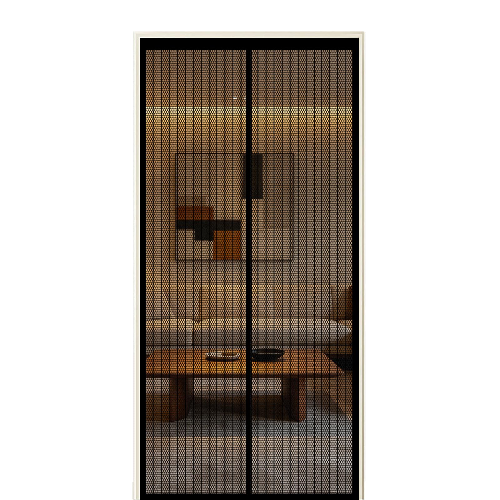 Xuehmin Black Screen Door 280 X 240 Cm Self Sealing Powerful Magnets Magnetic Screenfly Doors With Powerful Magnets & Full Frame Magic Tape Suitable For Patio Doors Balcony Bedroom,