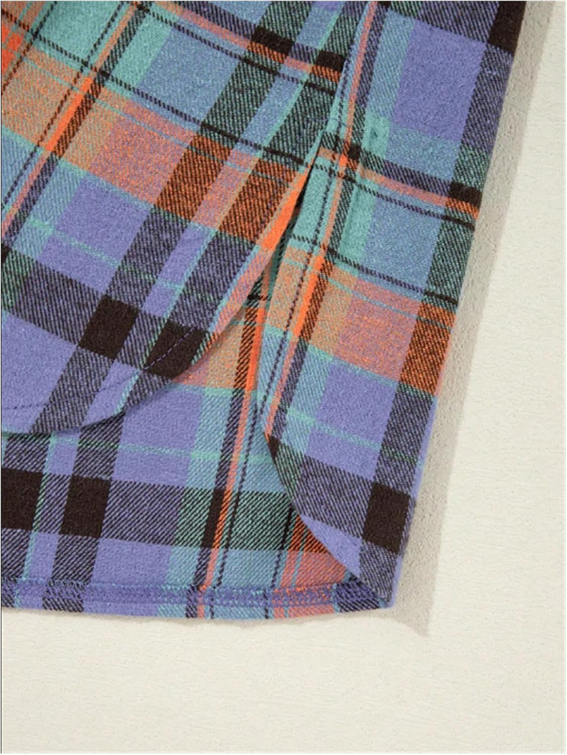 Women's Colorful Plaid Blouses Collared Long Sleeve Shirts Preppy Outerwear - Image 5