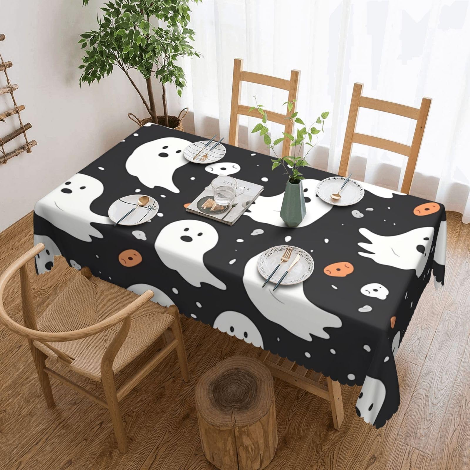 Nappe rectangulaire lavable au motif fantôme mignon imprimé haute définition