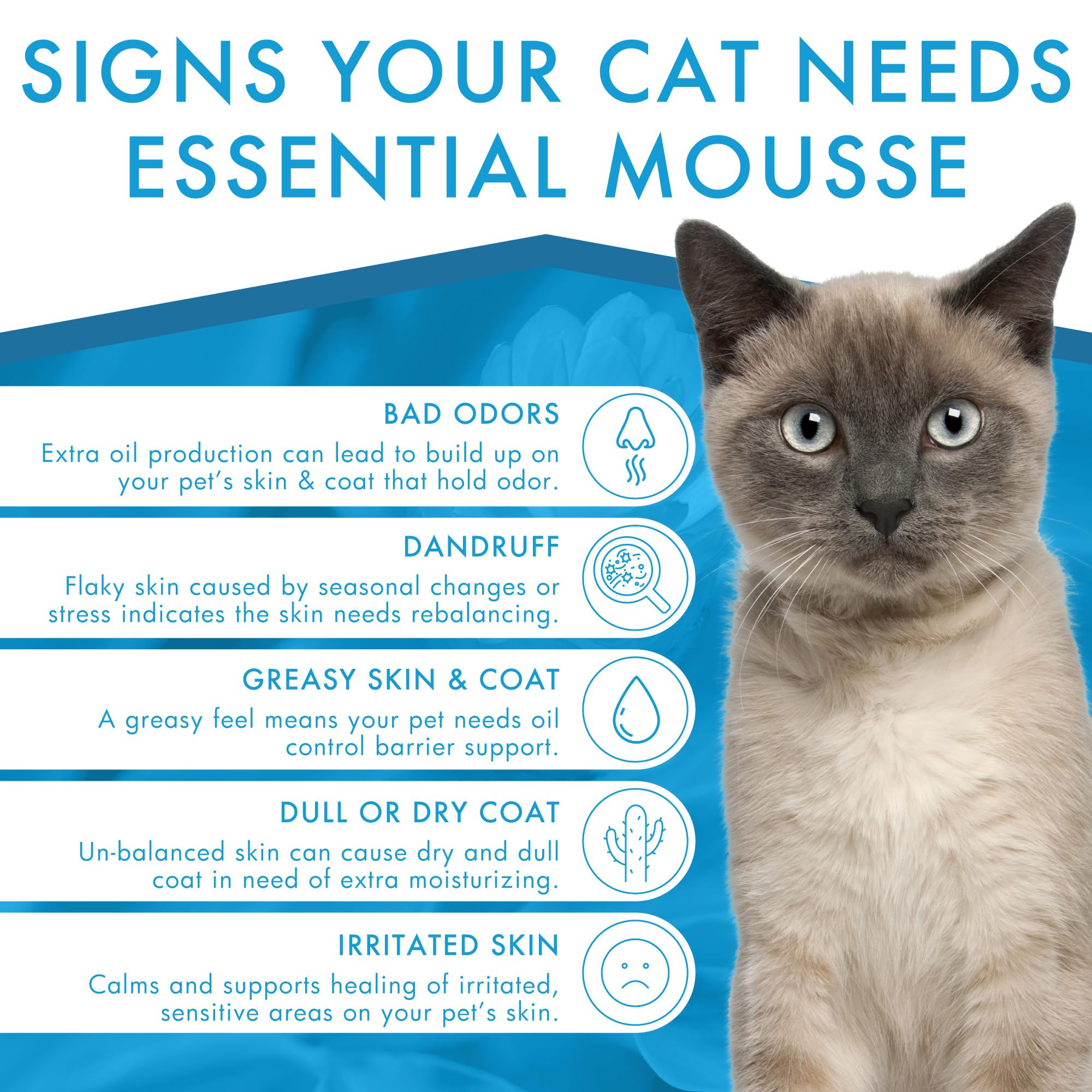 Dermoscent Essential Mousse pour Chat | Soin Nettoyant Protecteur sans Rinçage | 150 ML | Usage Fréquent