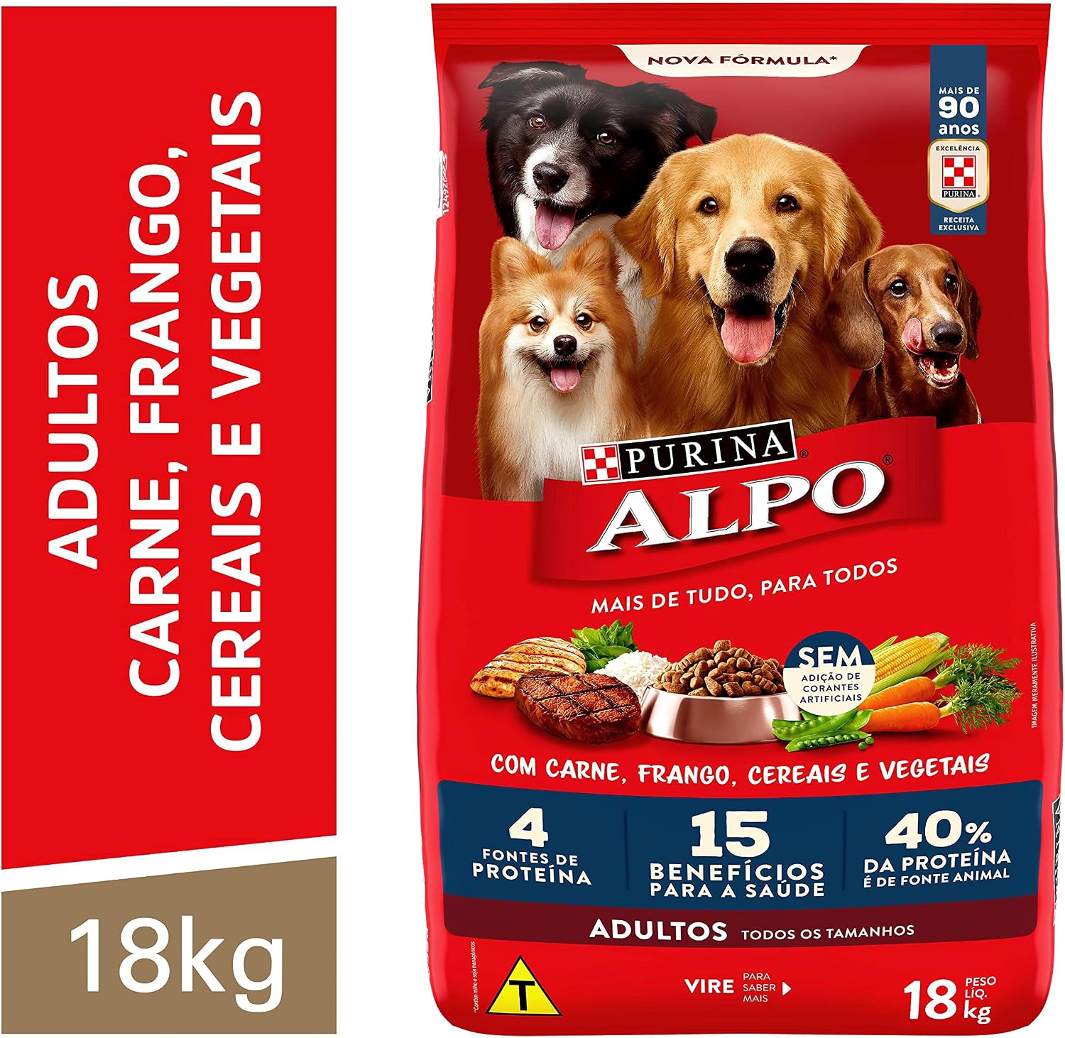 Purina Alpo Ração Alpo Para Cães Adultos Sabor Carne Grelhada Com Vegetais - 18Kg Purina - Sabor Carne Purina Alpo Ração Alpo Para Cães Adultos Sabor Carne Grelhada Com Vegetais - 18Kg Purina - Sabor Carne