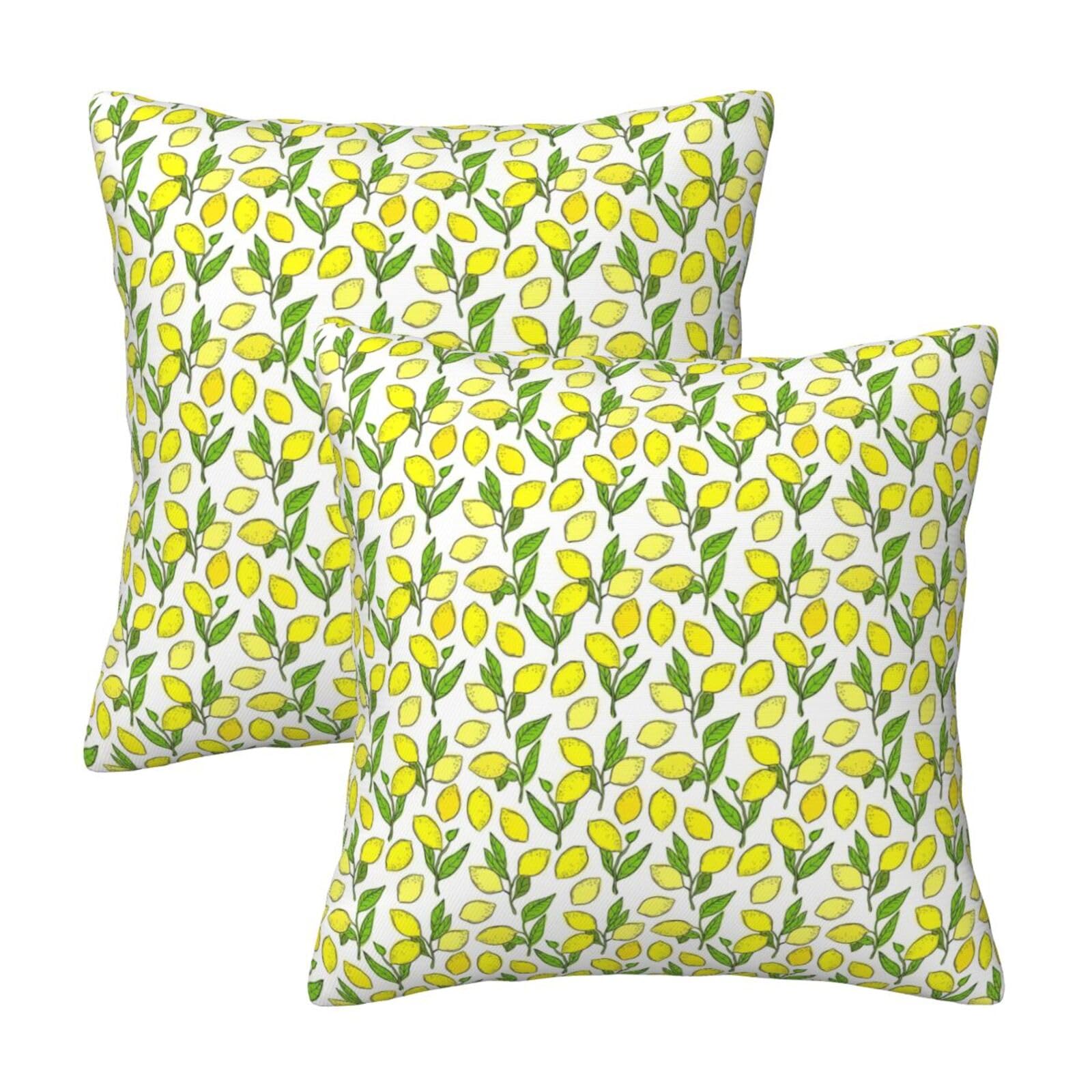 Housse de coussin de salon imprimé citrons frais avec zip invisible