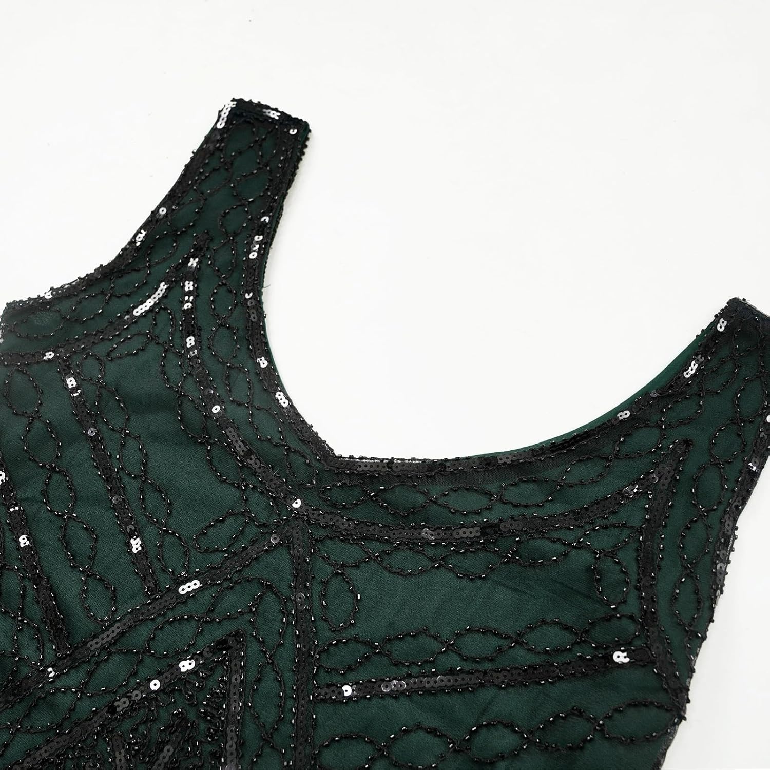 1920s Gatsby Sequin Fringed Beaded Flapper Dress Cocktail Dress with Roaring 20s Accessories Set - Image 4