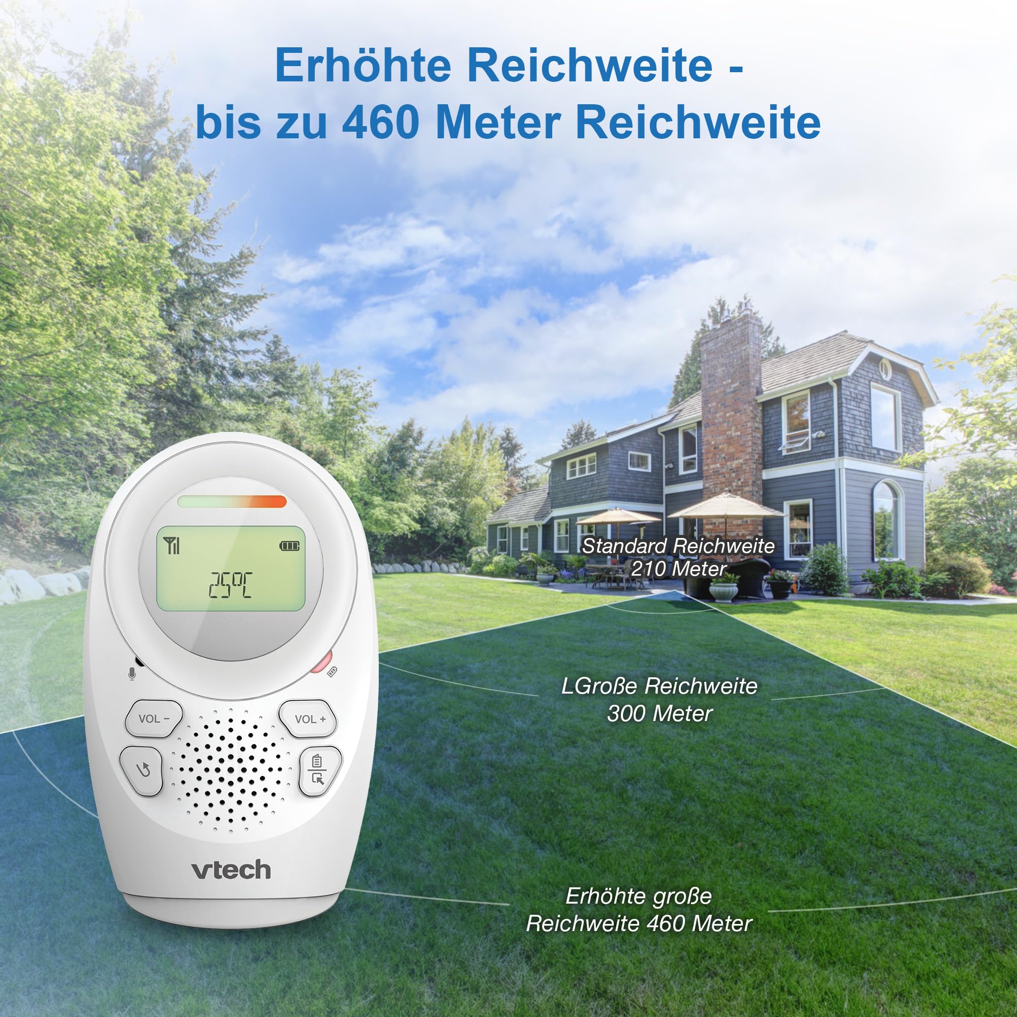 Vtech DM1212 Digitales Audio-Babyphon – DECT-Technologie, Gegensprechfunktion, Geräuschpegelanzeige, Temperatursensor, Sternenhimmel-Nachtlicht u. v. m. – Mit Eltern- und Babyeinheit