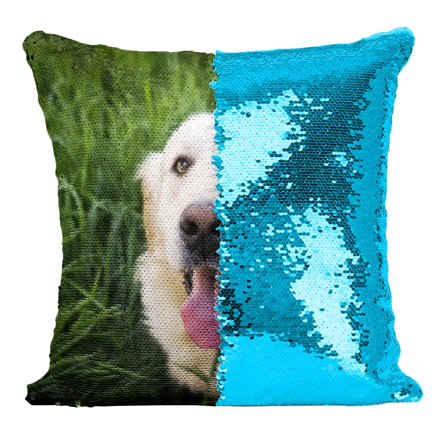 Coussin sequin chien mignon labrador blanc pour une ambiance douce