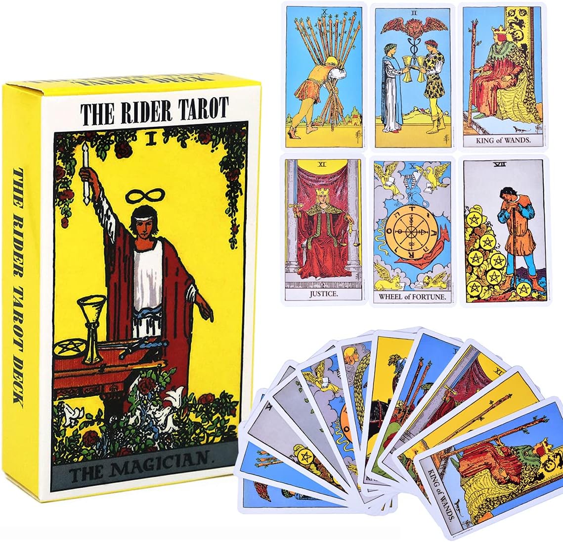 Tarot Cards-78 Pcs/Set, Rider Tarot Cards Deck, with Guide Book, Suitable Beginner or Experienced,Divination Games, Family Gatherings, Gifts (Rider Tarot)