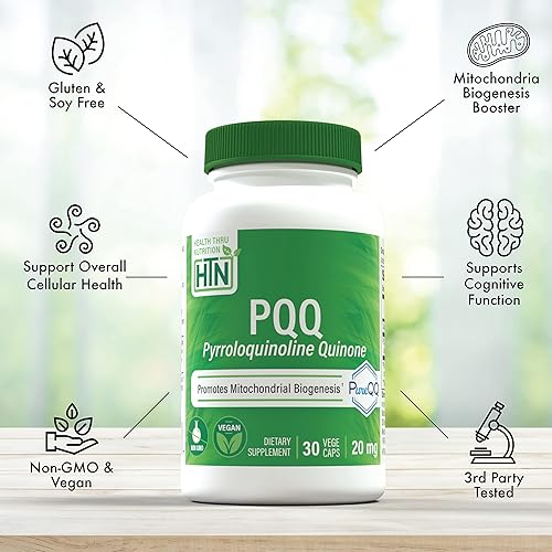 Miniatura 4 de Health Thru Nutrition PQQ 20 mg 30 porciones de pirroloquinolina quinona como PureQQ  Promueve la biogénesis mitocondrial  Certificado vegano