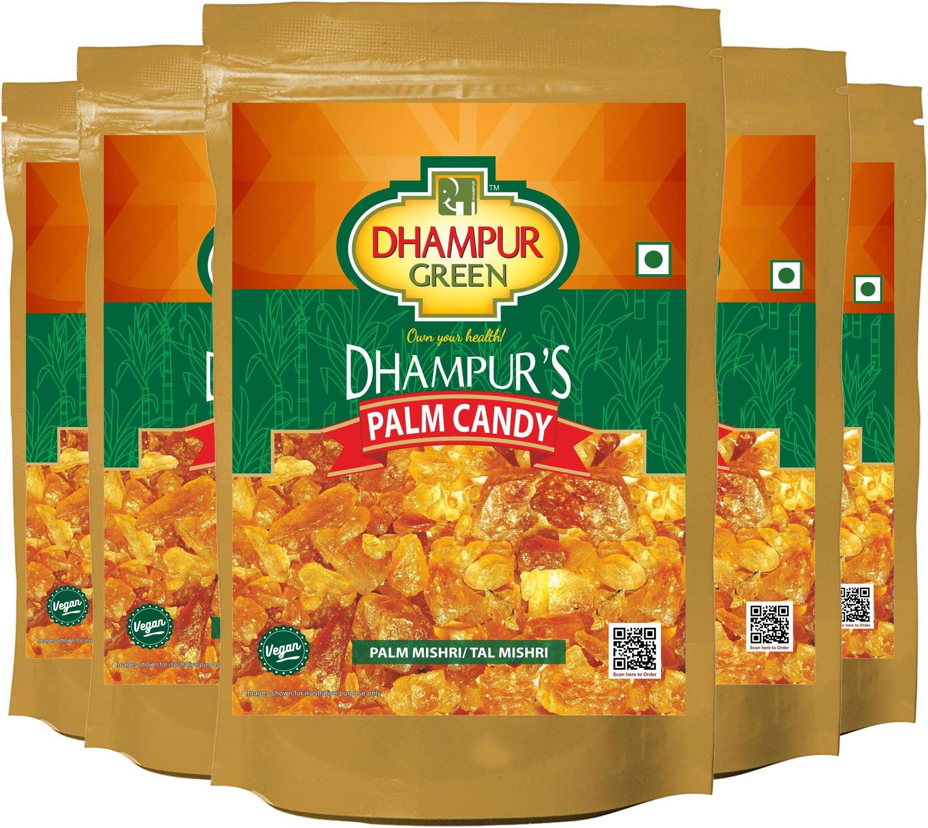 Dhampure Speciality Palm Candy Tal Mishri, 750G (150Gx5) | Palm Candy Sugar Crystals | Panam Kalkandam | No Added Chemicals | No Color | No Preservatives