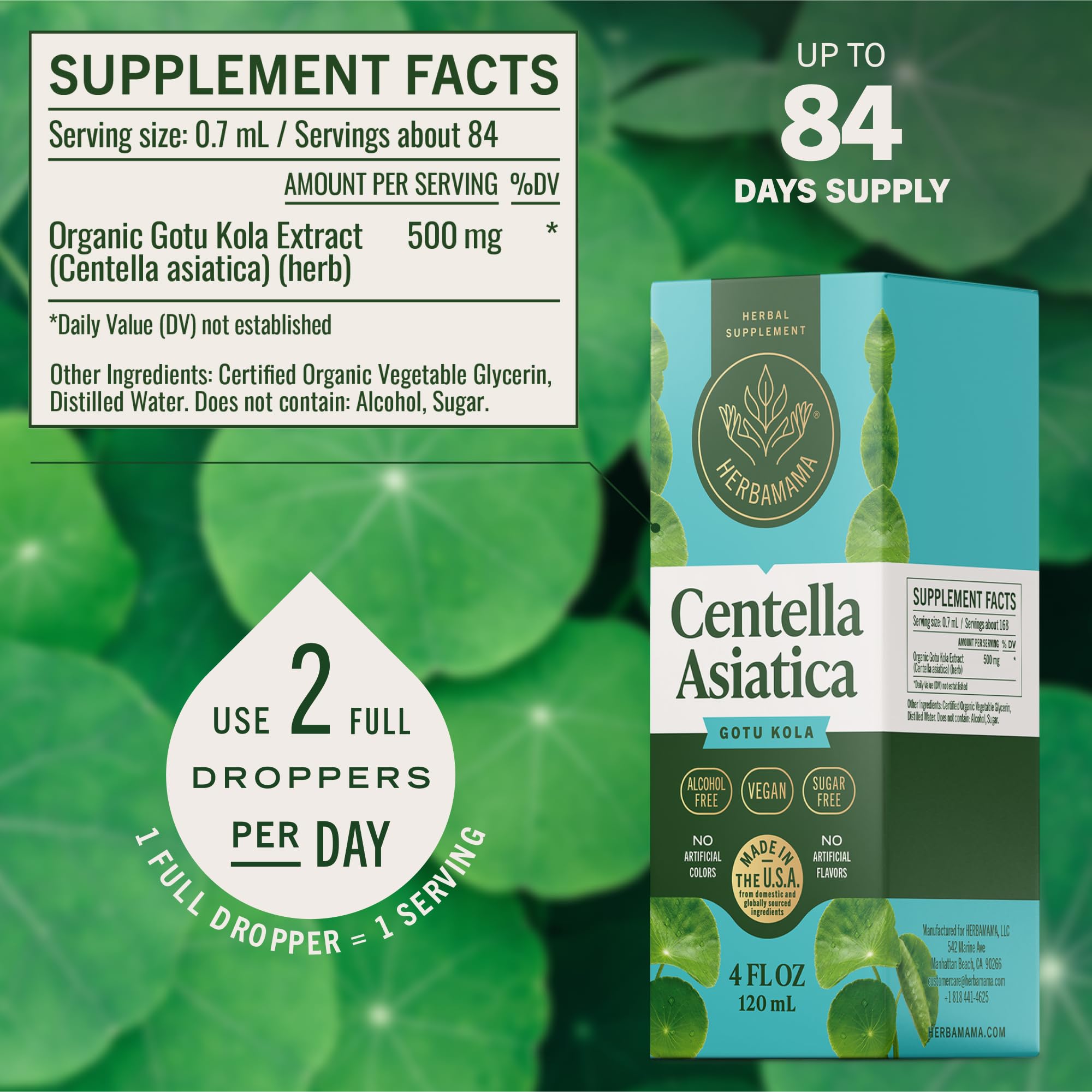 HERBAMAMA Gotu Kola Supplement - Brain Supplements for Memory and Focus — Amazon image 3