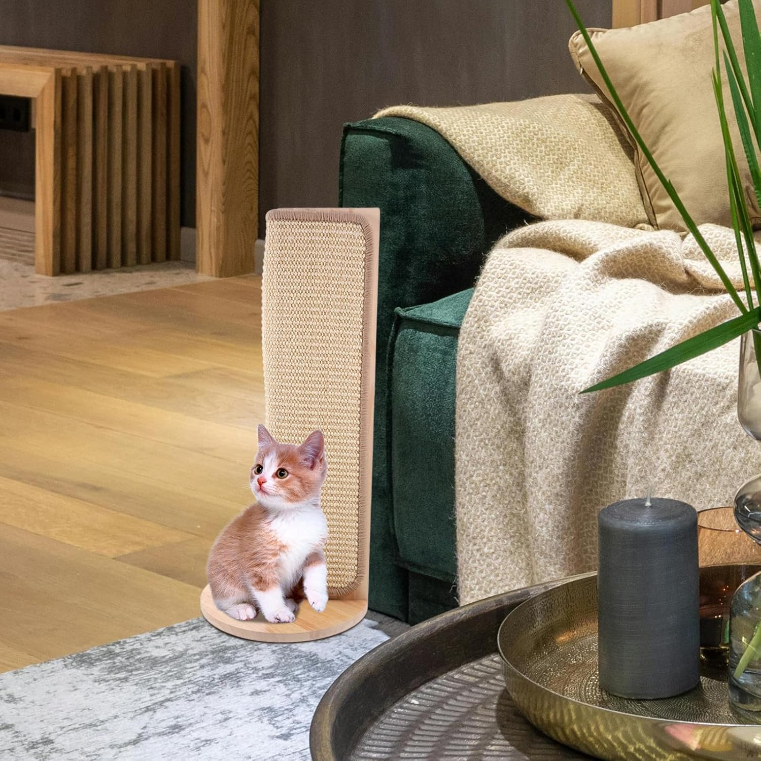 Amosfun Cat Scratch Pad Couch Protector Sisal Furniture Corner Scratching Mat Wall Corner Cat Scratch Cushion and Kittens