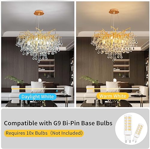 Miniatura 111 de Candelabro moderno de ramas de árbol de cristal, color negro, 40 pulgadas, Art Deco Rectángulo Lineal con gotas de lluvia para interiores, comedor