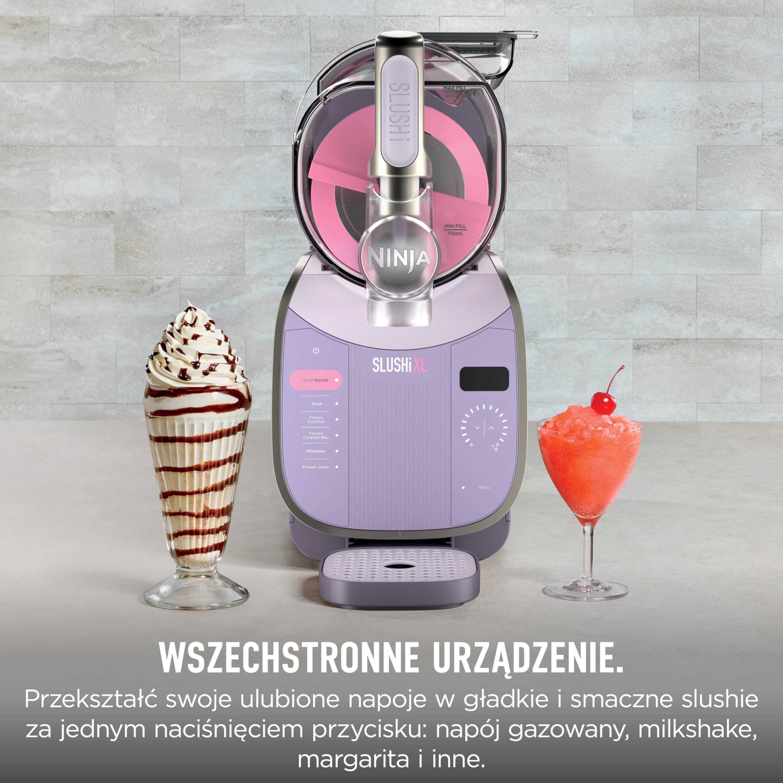 Ninja SLUSHi XL wielofunkcyjna maszyna do mrożonych napojów z technologią SlushAssist, Bardzo duża pojemność 3,7l (maks. napełnienie 2840 ml), Przygotuj slushie, mrożone koktajle itp., Pink FS601EUPK1