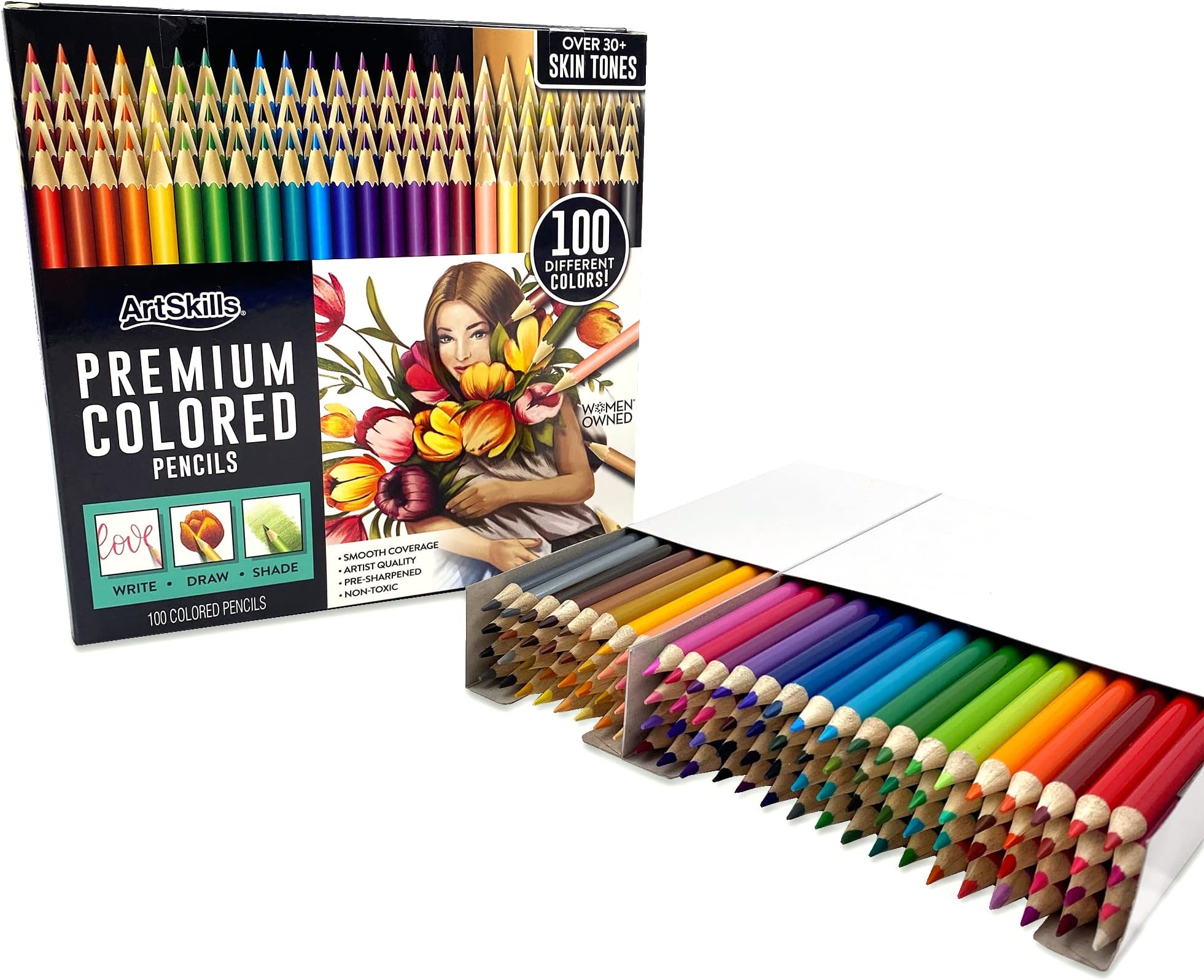 Metallic Colored Pencils Nontoxic Black Wood Drawing