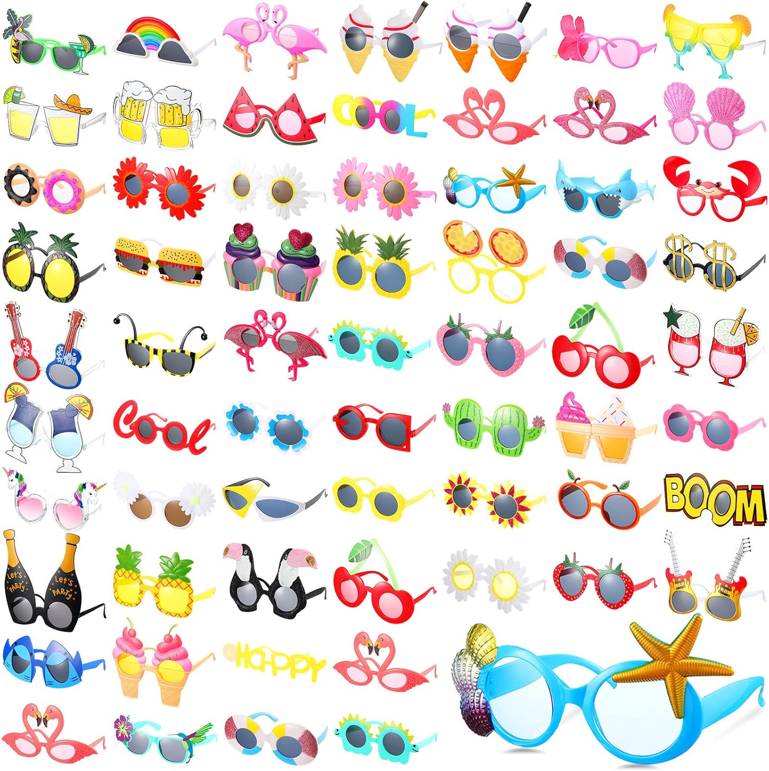 Jerify 64 Pairs Luau Party Sunglasses Bulk Summer Hawaiian