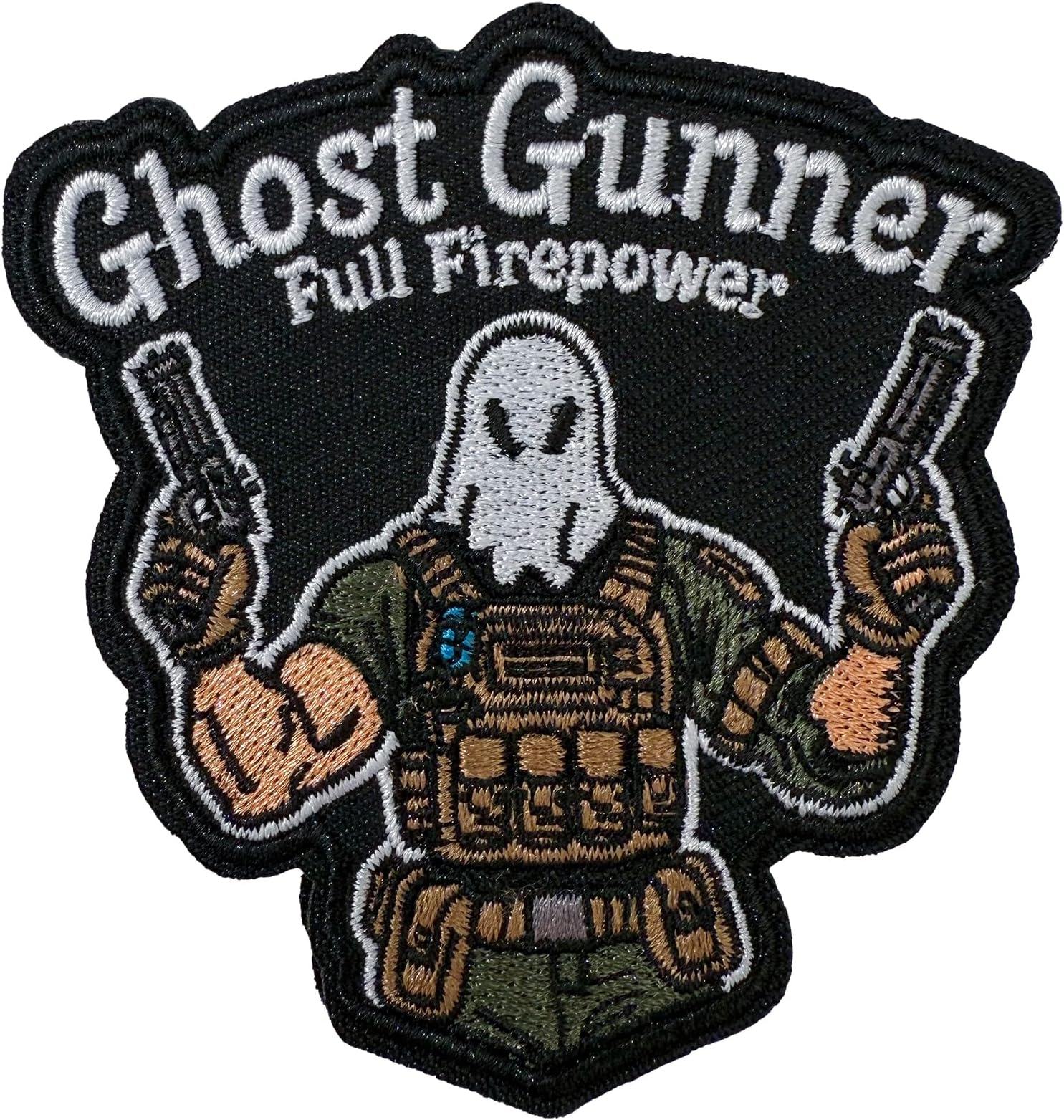 Ghost Gunner Full Firepower Skull Mask Combat Patch, Morale Patches Tactical Military Hook and Loop Funny Embroidered Patch for Molle Vest, Clothing, Hat, Bag, Jackets, Backpack