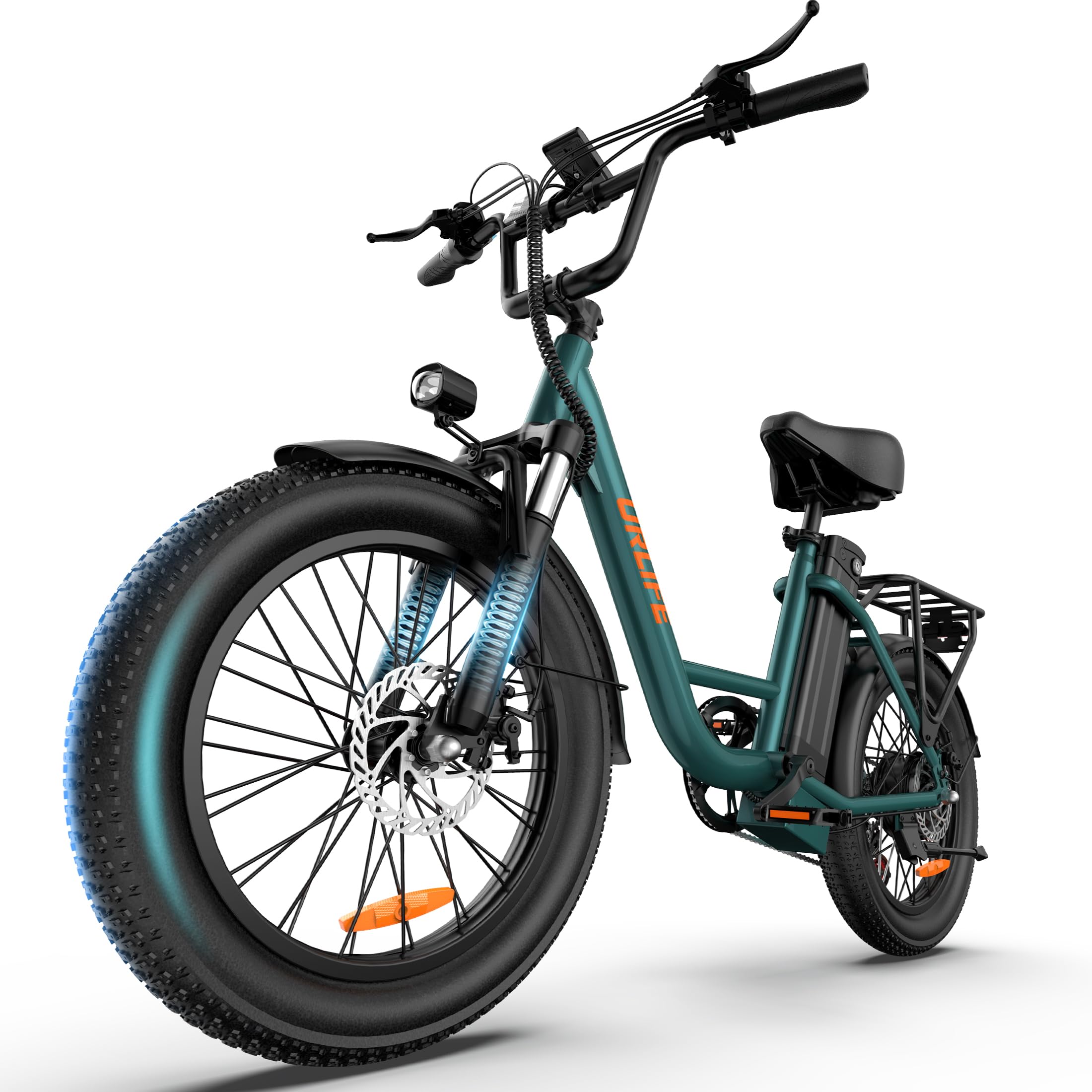 URLIFE Electric Bike for Adult, 20" Fat Tire Electric Bike, 80 Miles Long Range Ebike, 48V 13AH Battery, 7-Speed, Front Suspension All-Terrain E-Bike, UL 2849 Certified