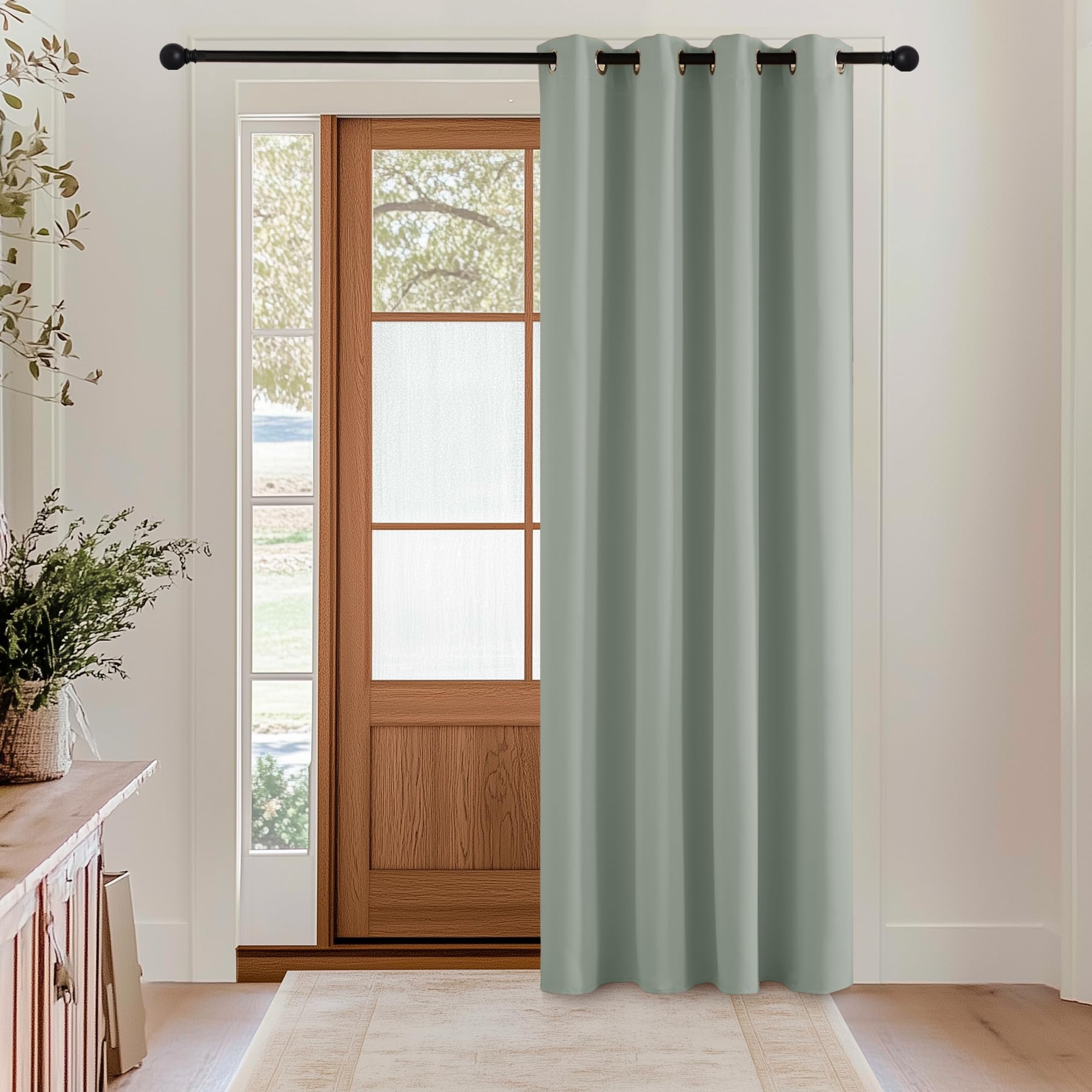 KGORGE Blickdichter Vorhang Modern 1 Stück Türvorhang Hitzeschutz Gardinen Für Balkontür Gardine Wohnzimmer Curtains Living Room Thermovorhang Tür Verdunklungsvorhänge mit Ösen
