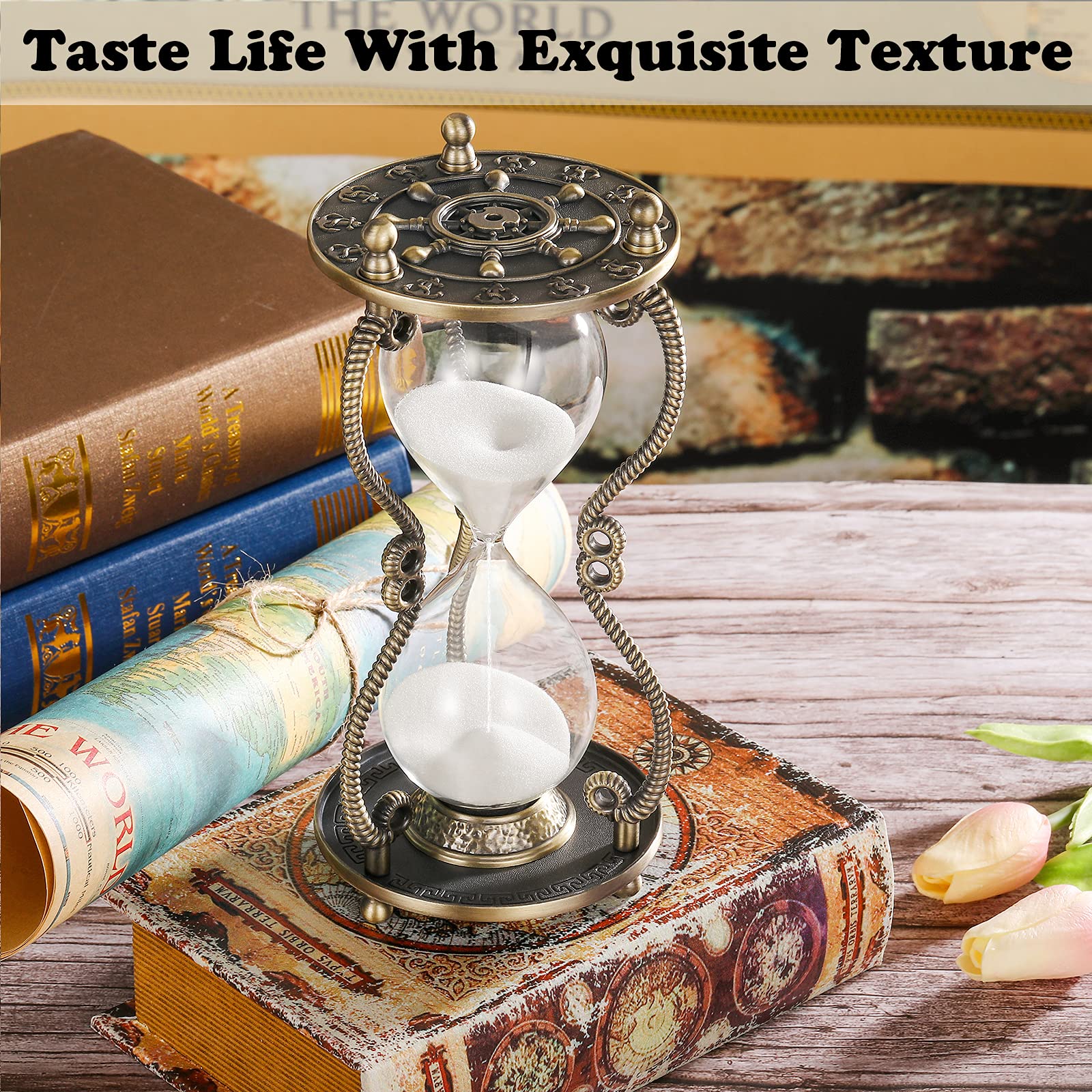 Cncj Hourglass Sand Timer 60 Minute Large Nautical Brass Carved