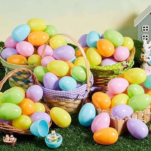 Miniatura 7 de JOYIN 200 huevos de Pascua pastel de 3.15 pulgadas, huevos de Pascua vacíos rellenables, huevos de plástico coloridos a granel para búsqueda de