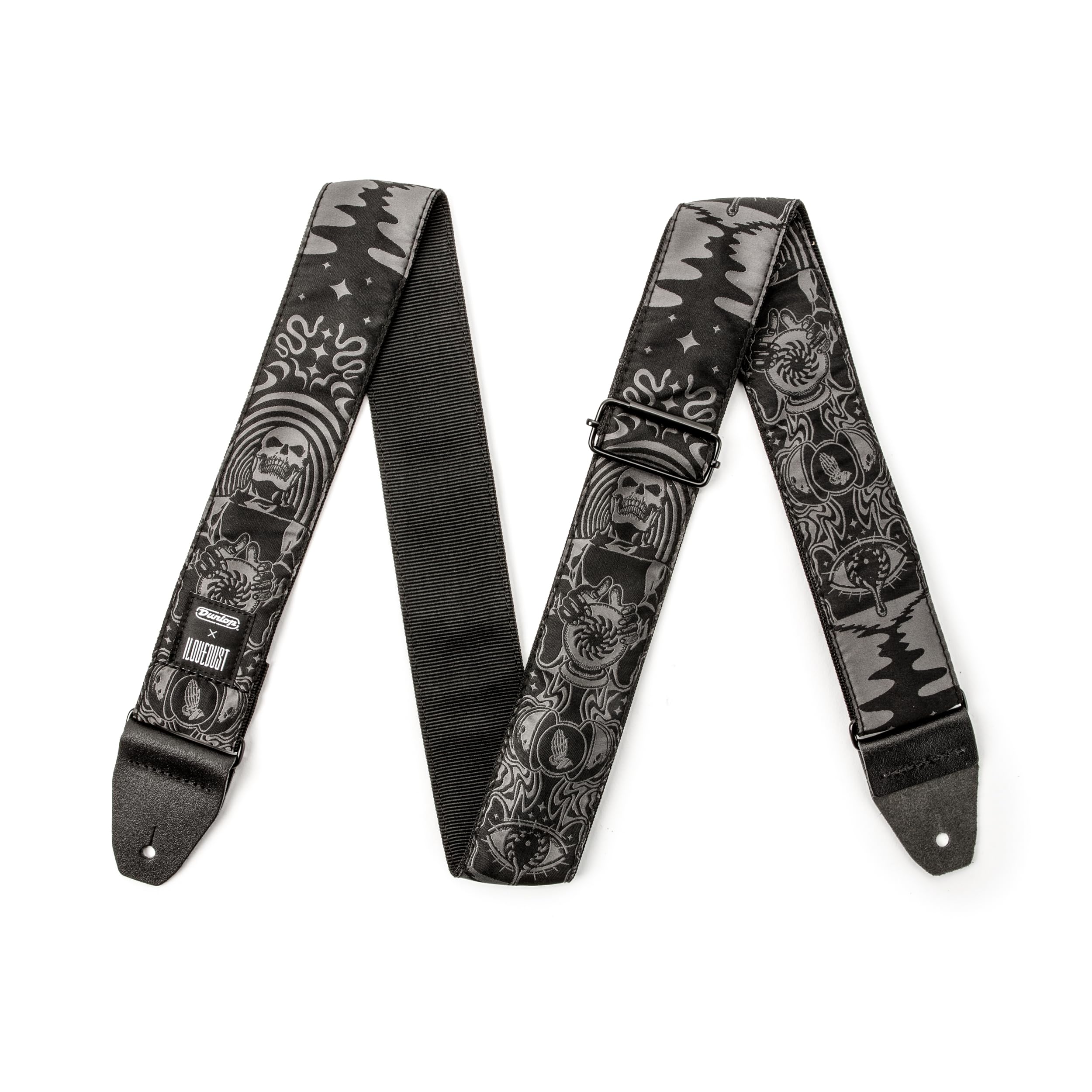 Jim Dunlop, ILD13 Ilovedust Endless Midnight Shoulder Strap for Guitar and Bass Jacquard Fabric with Real Leather Ends - Image 2