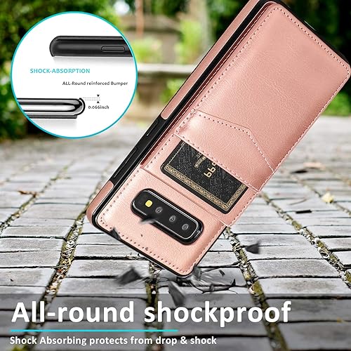 Miniatura 7 de Funda de teléfono para Samsung Galaxy S10 Plus con protector de pantalla de vidrio templado, soporte para tarjeta de crédito, soporte de cuero para