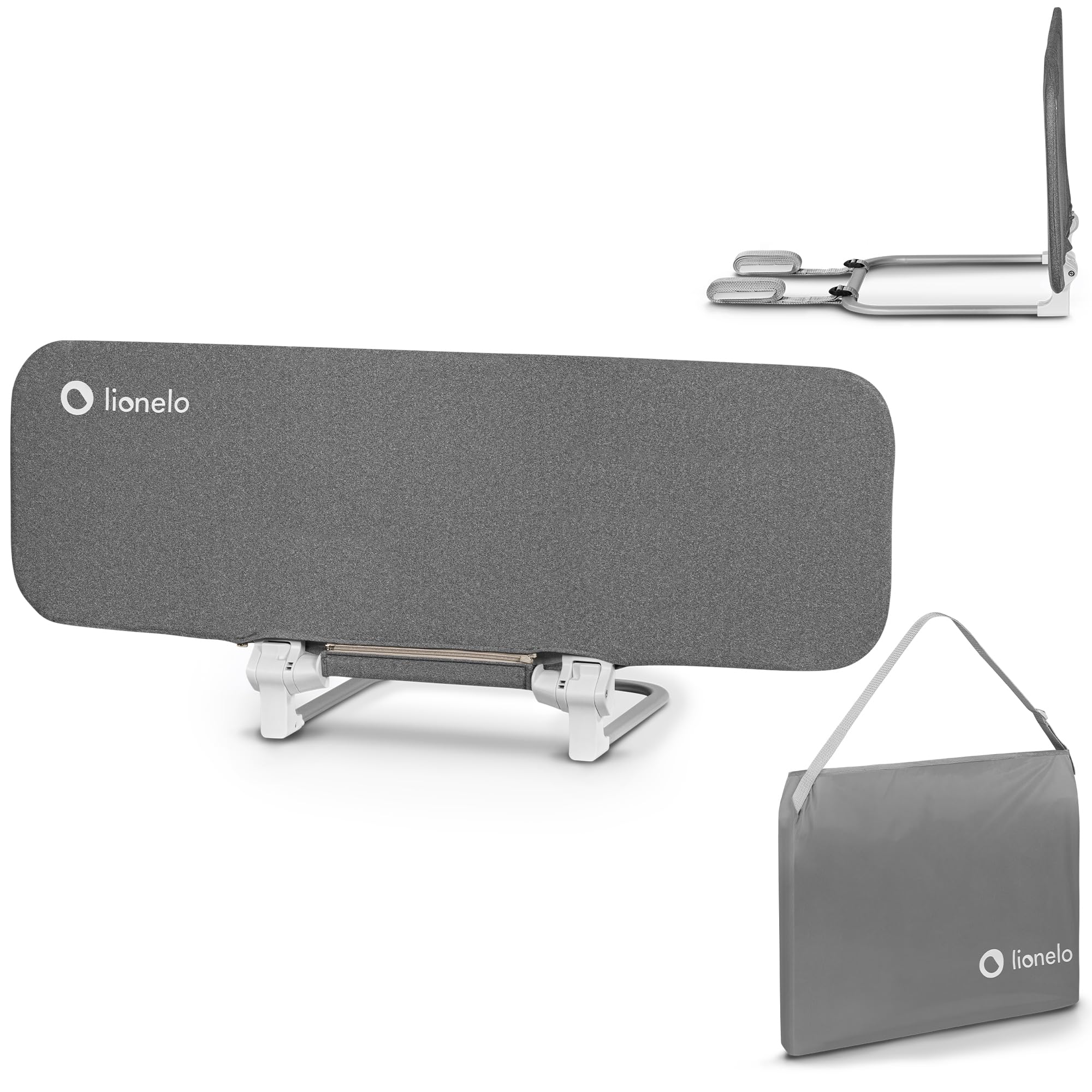 lionelo Lora Sponda Letto Portatile per Bambini, Regolazione inclinazione fino a 180°, barriera letto pieghevole, 45 cm - 105 cm, meccanismo di bloccaggio StandSafe, impedisce la caduta