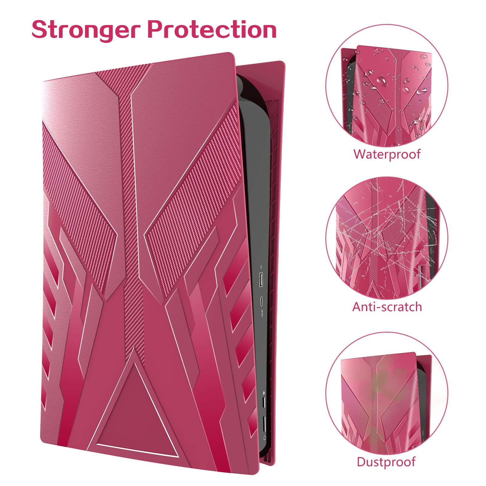 HEYSTOP Coque de Protection pour PS5 Faceplate pour Console PS5, PS5, Noir - Plaque latérale Rigide, Rouge, Unisexe