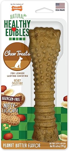 Nylabone Healthy Edibles - Premios para perro para masticar, todo natural, larga duración sabor a mantequilla de maní (Peanut Butter) 1 unidad