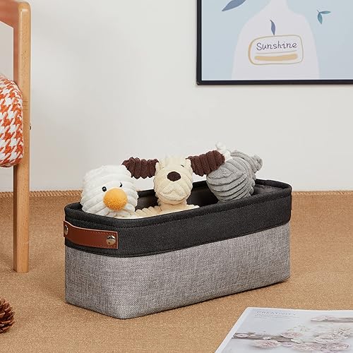 Miniatura 6 de DULLEMELO Paquete de 2 cestas plegables estrechas de 15 x 6 x 5.5 pulgadas + 4 cestas cubicas de 13 x 13 x 13 pulgadas (negro y gris)