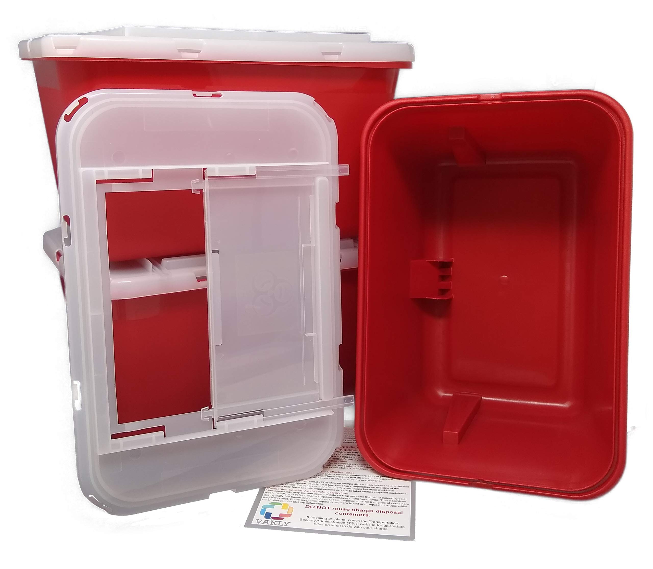 VaklySharps Container 1 Gallon - Plus Biohazard Disposal Guide (3 Pack)