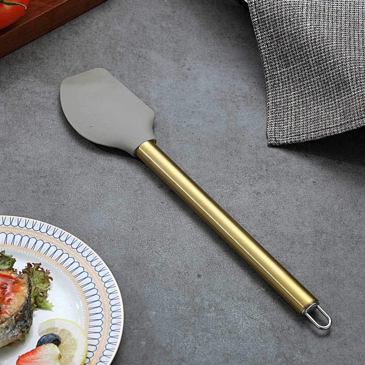 Gold Spatulas, Berglander Non-stick Silicone Flexible Scrapers Baking Mixing Tool With Titanium Gold Plating Handle, Baking Tools, Heat Resistant, Dishwasher Safe, Easy to Clean image 2
