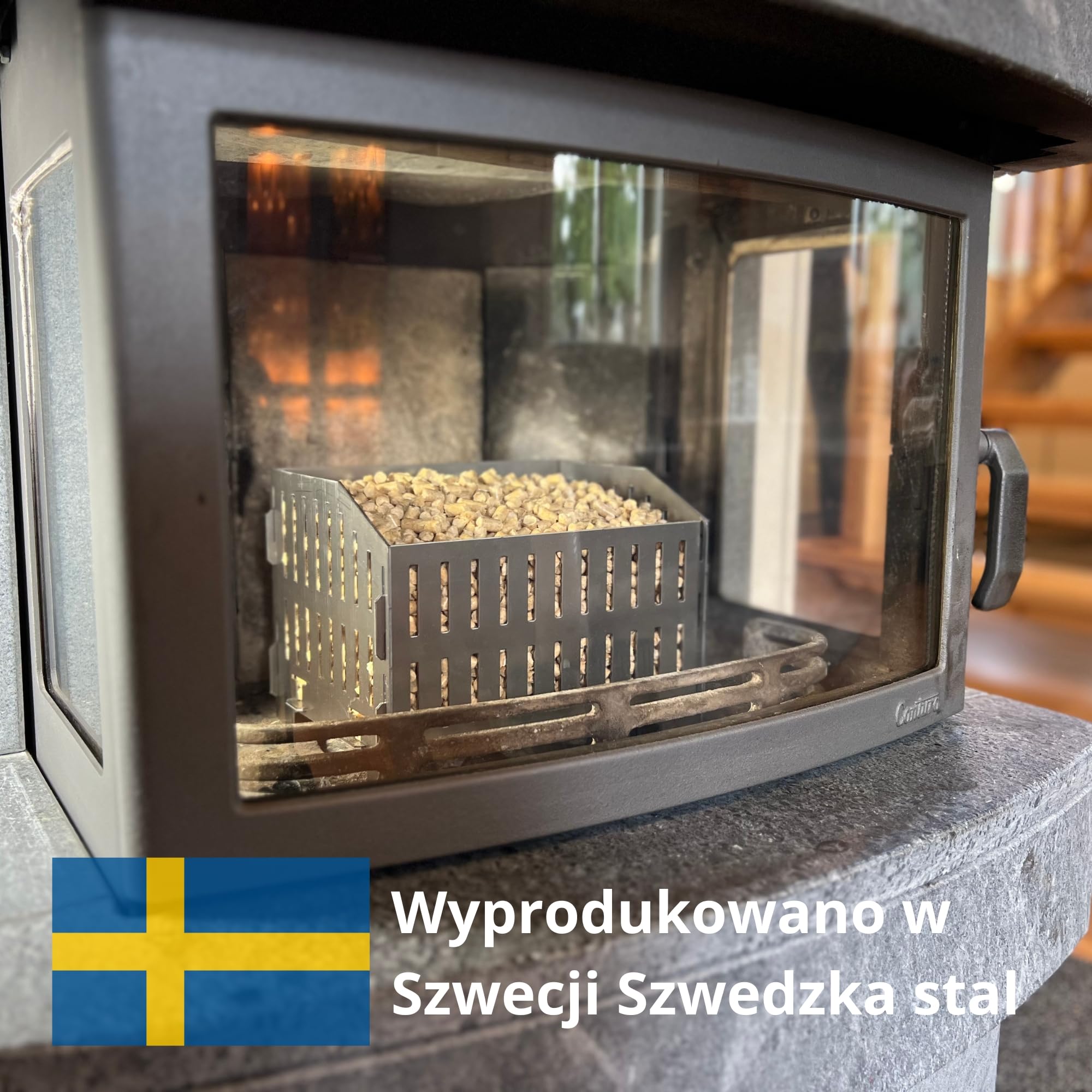 Palnik na pellet - Spalaj pellety drzewne w piecu na drewno lub otwartym kominku, szwedzka stal, 17,7 x 24,0 x 17,0 cm głębokość x szerokość x wysokość, 2kg, Kuchenka kempingowa