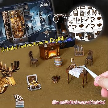 船長フィギュア付き木製ブックエンド Amazon.co.jp: DIYブックヌークキット - 海賊船長のアデン船 3D