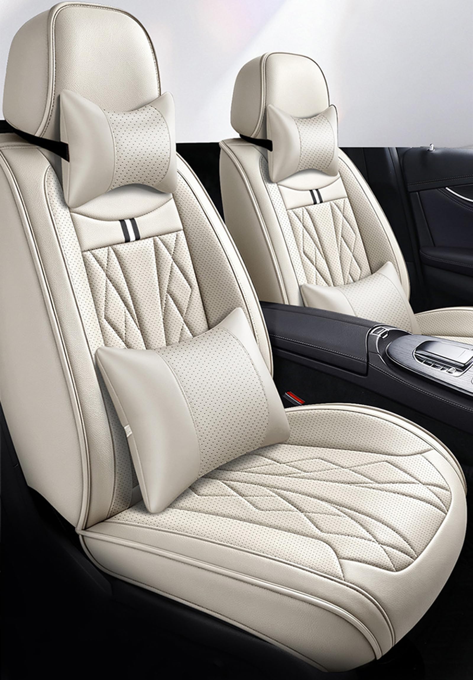 Coprisedili per auto universali in pelle Copertura completa, impermeabili | per auto, SUV e camion, protezione per sedile automobilistico in pelle PU premium con design antiscivolo,