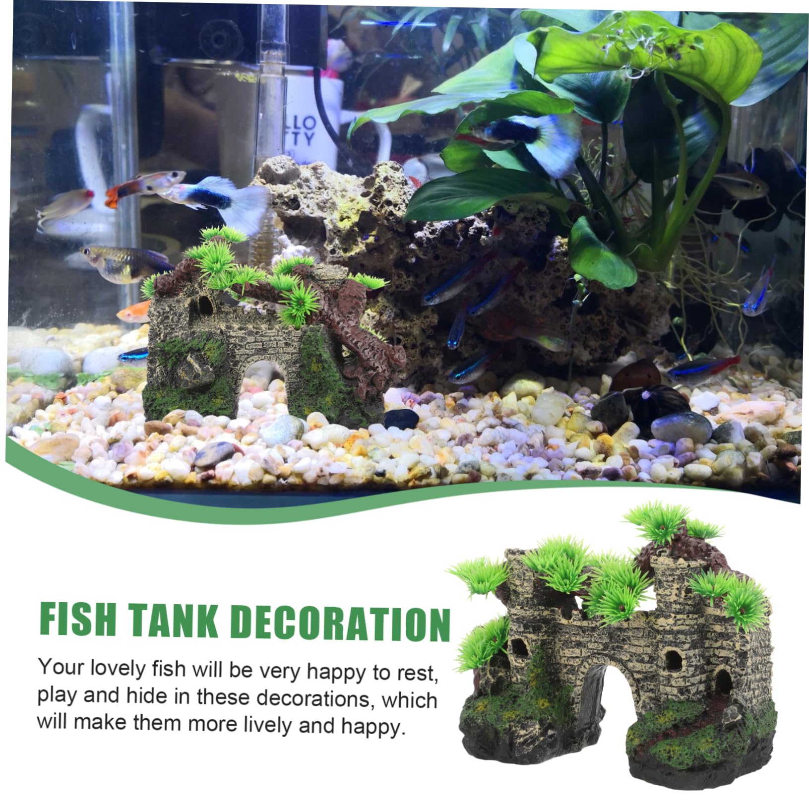 BESPORTBLE 2stücke Aquarium Dekoration Resin Künstliches Schloss Ornament Für Fischbehälter Wasserbeständig Für Garnelen Und Aquarienbewohner Vielseitiges Zubehör Für Faszinierende