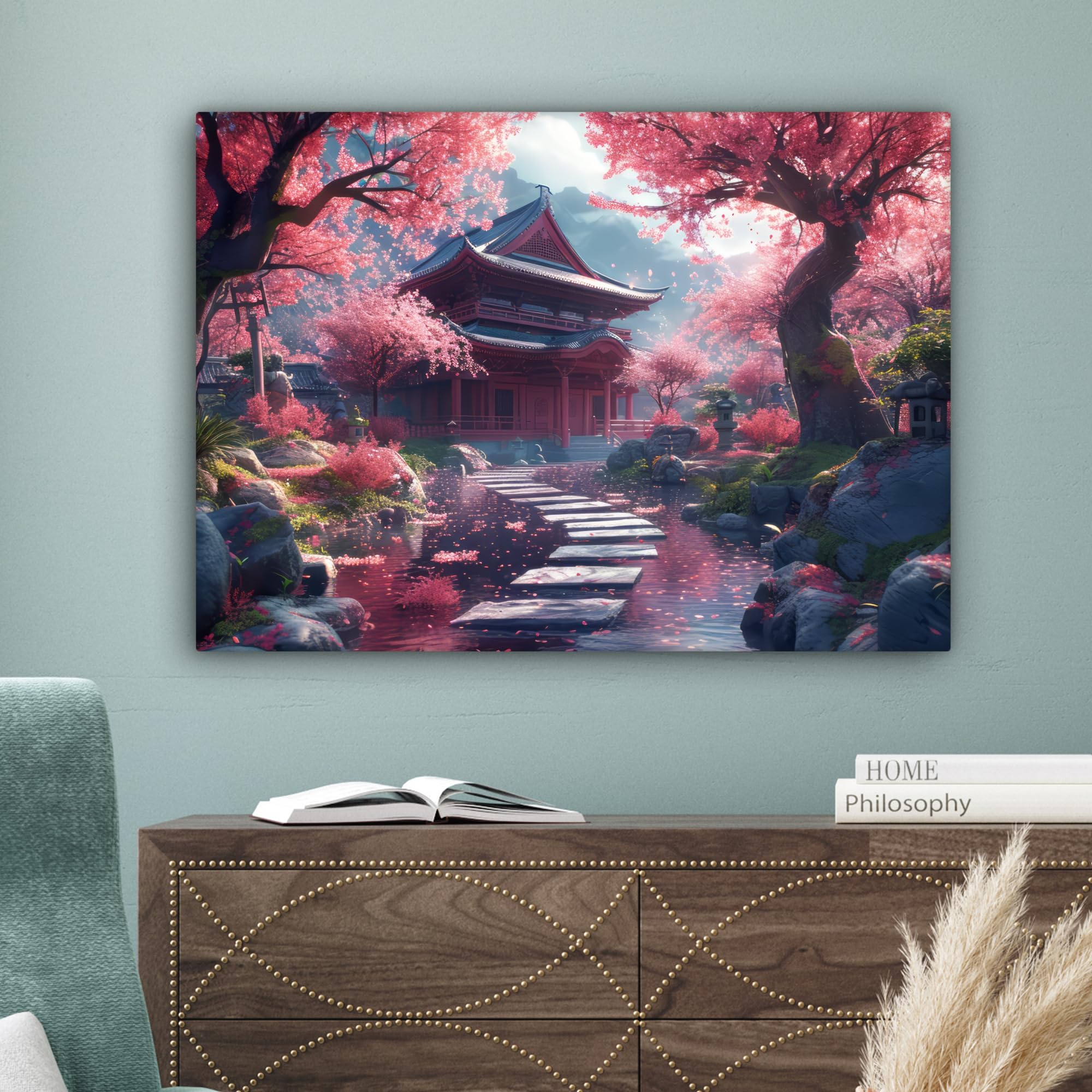 Quadro Su Tela YUSUZHU – Stampa Vintage Con Fiori Dorati E Alberi, Decorazione Elegante Per Camera E Soggiorno (80x160 Cm, Senza Cornice)