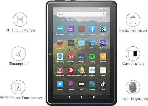 Miniatura 2 de Ailun Protector de pantalla para Tienda Kindle Fire HD 88 PlusKids (8 pulgadas) lanzado en 2022 y 2020, vidrio templado de 0.013 in, ultra