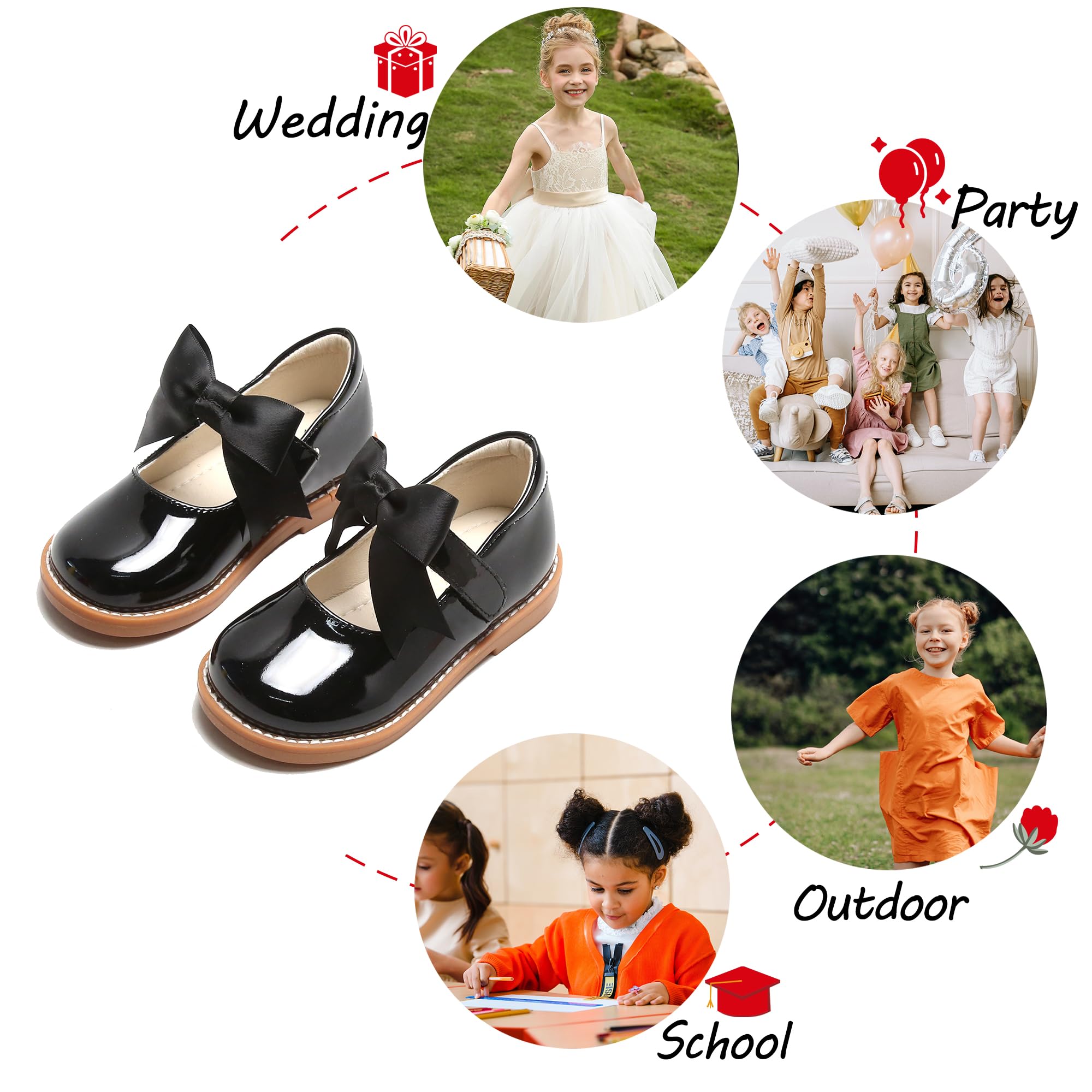 PHIRAMIN Zapatos de vestir Mary Jane para niña pequeña, uniformes escolares, zapatos para bodas y fiestas