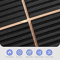 Vista 6 de Paquete de 80 paneles de espuma acústica, paneles de espuma a prueba de sonido de 1 x 12 x 12 pulgadas, paneles de absorción de sonido de alta