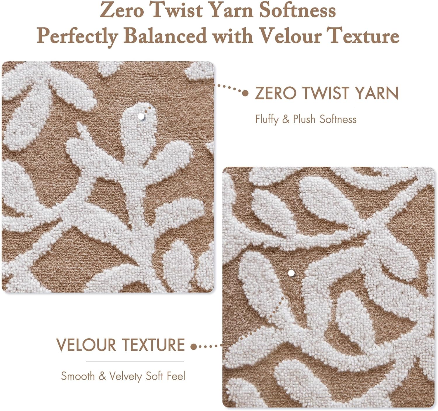 Madison Park Floral Decorative Towel Set of 6, Zero Twist Cotton Bath Towel Set with Botanical Leaf Pattern, Soft Absorbent Quick Dry Bathroom Towels, Bath Hand Washcloth Set, Taupe