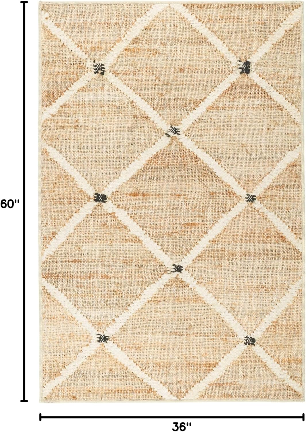 Dash and Albert Kali, Natural, 3' x 5', Diamond, Soft and Cozy, High Traffic, Lightweight, Anti-Slip, Durable, Machine Washable Area Rug for Bedroom, Living Room, Dining, Den, Foyer, Entryway