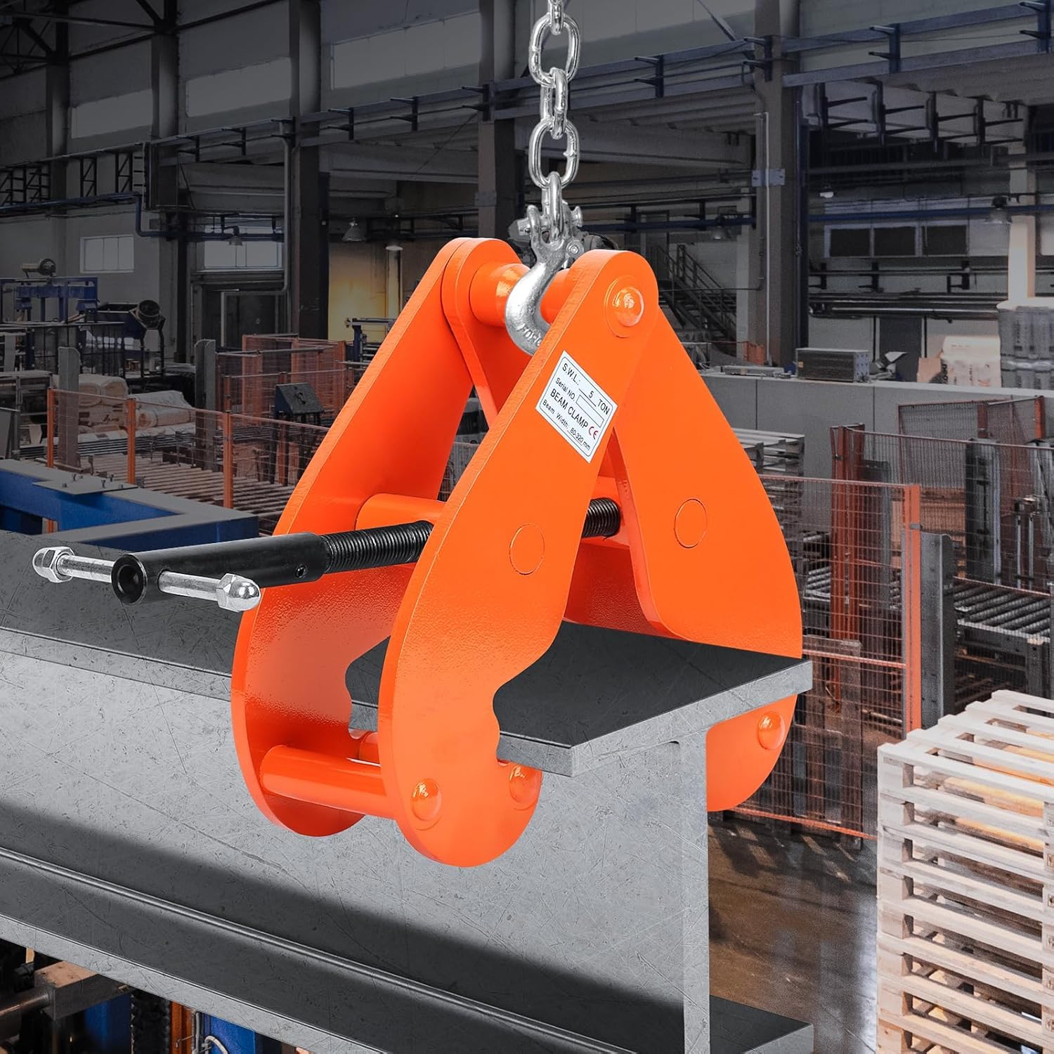 Abrazadera de soporte de 5000 kg/5 T, abrazadera de montaje de acero, capacidad de carga de 5000 kg, rango de agarre 80-320 mm para soporte de acero I, capacidad de carga de trabajo, abrazadera