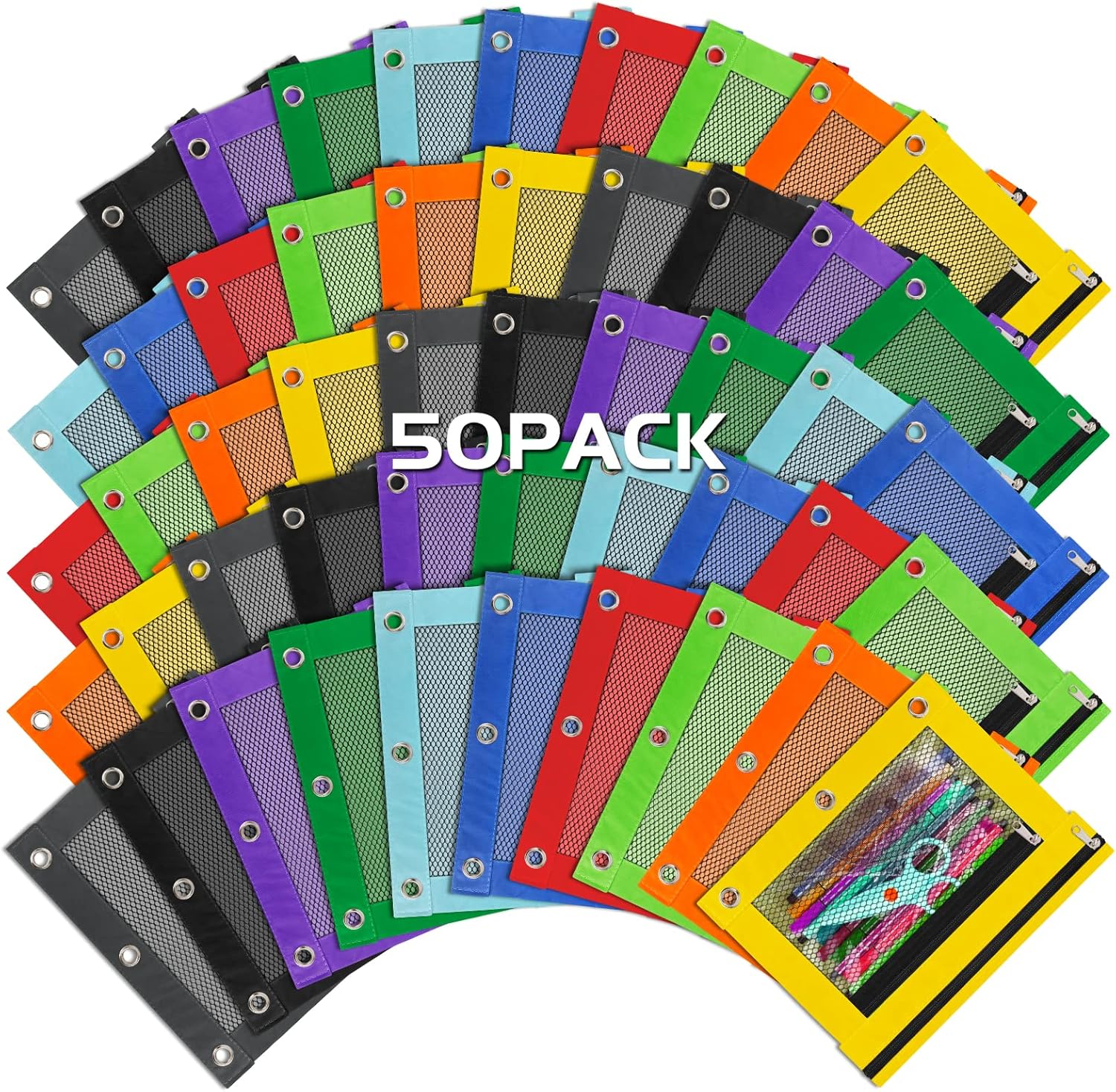 Pencil pouch for 3-ring binder, 50 pcs