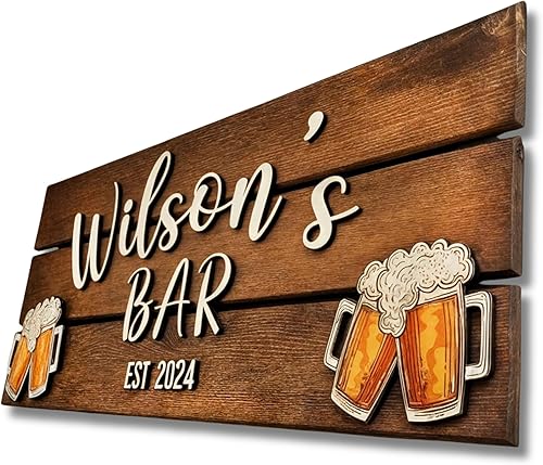 Letrero de madera personalizado con nombre de familia, letreros de barra de café para decoración de cocina, letrero de negocios con fecha