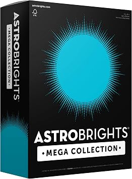 مجموعة Astrobrights Mega ، ورق ملون ، أزرق ساطع ، 625 ورقة ، 24 رطل / 89 جم / م 2 ، 8.5 بوصة &times; 11 بوصة - المزيد من الأوراق! 91621