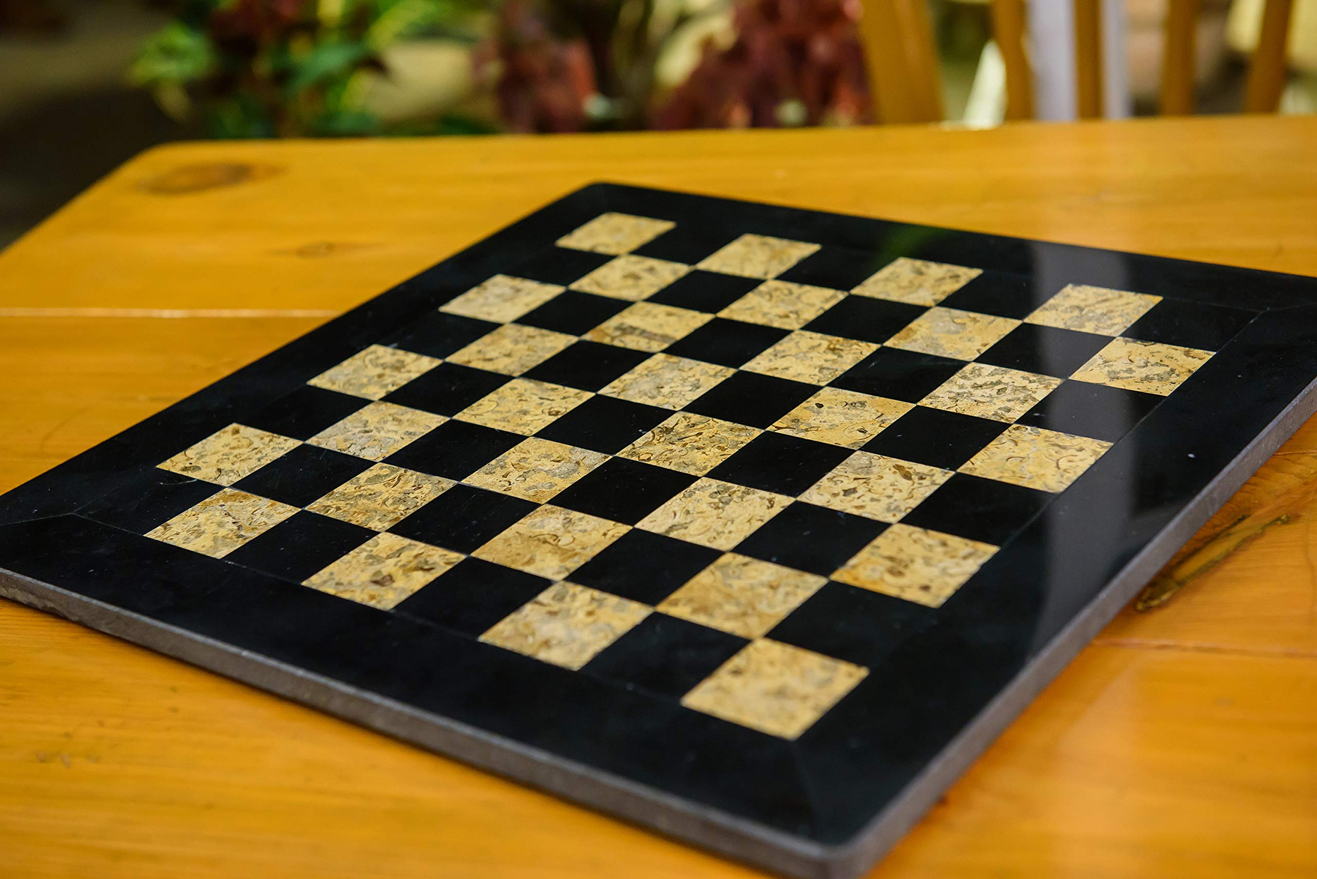 RADICALn 15 Inches Handmade Marble Black and Coral Chess Board
